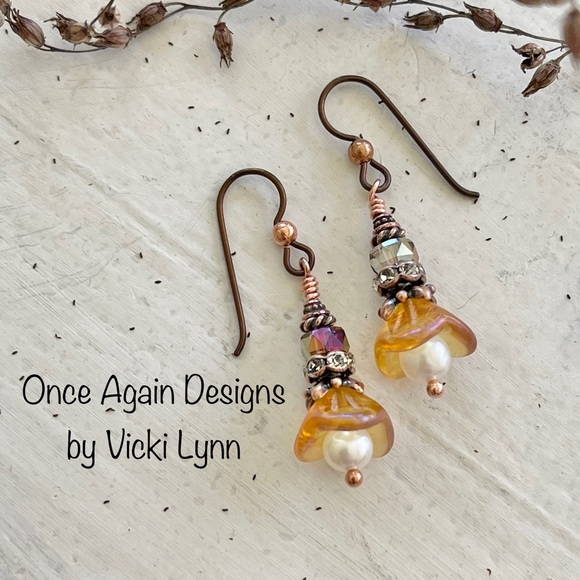 ARTISAN Earrings - “Amber Waves” Dangles - Picture 5 of 8